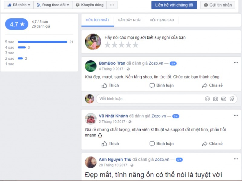 Lợi ích fanpage có nhiều review
